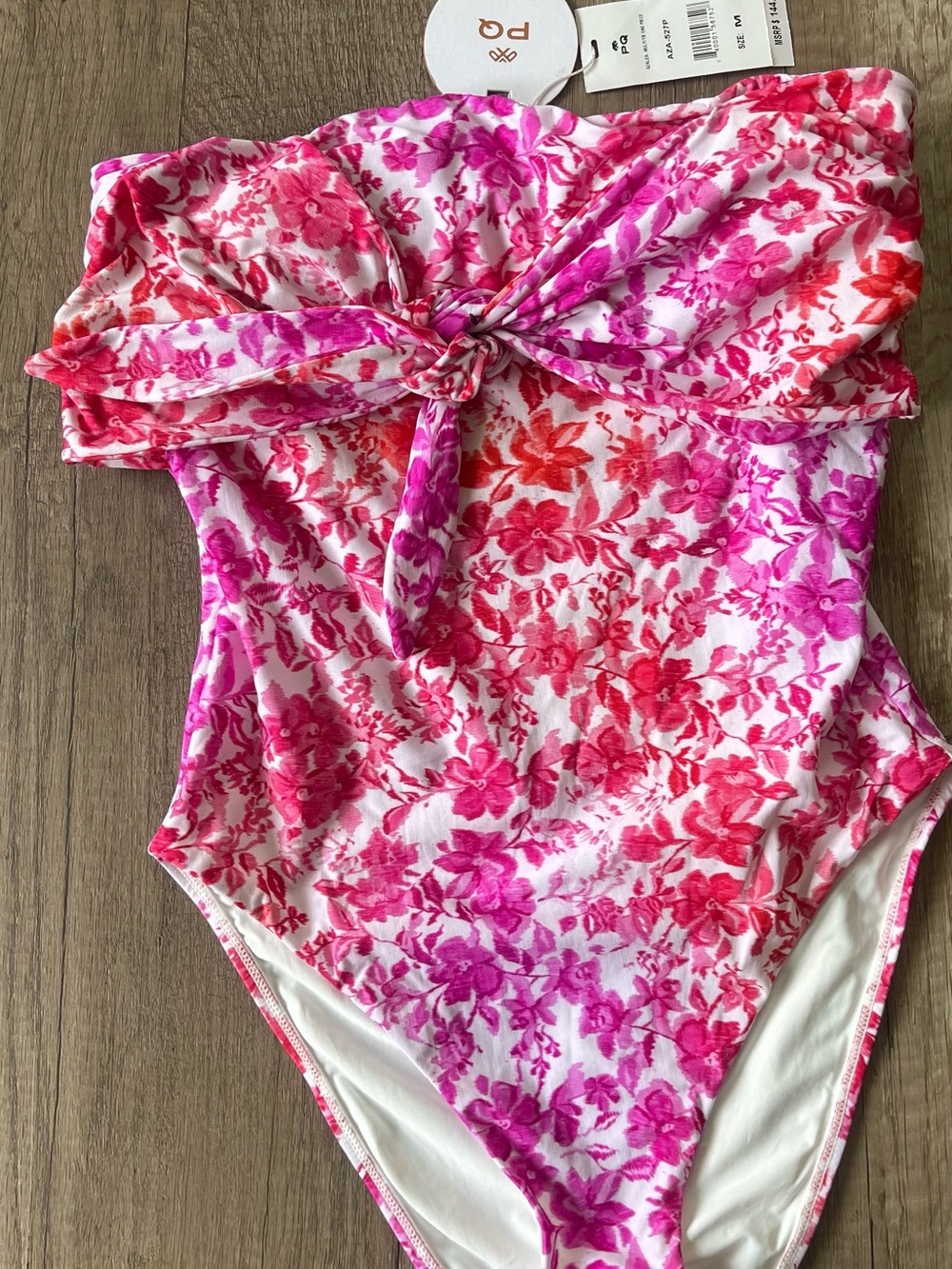 Floral Tie-Front One-Piece Swimsuit - Pink & Red